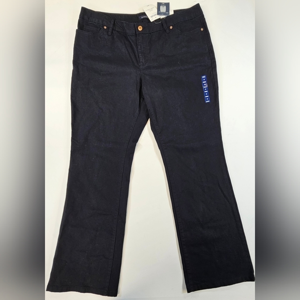LAND'S END NWT Soft Twill Bootleg Pants F1 Fit Women's Size 18 X 32 BLACK
